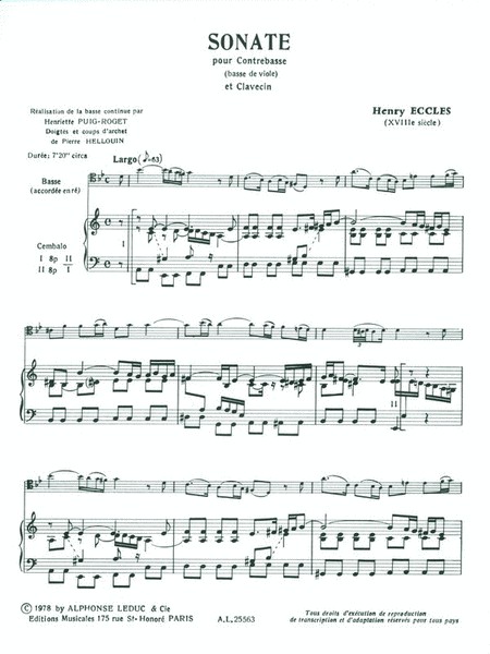Sonate (double Bass/harpsichord)