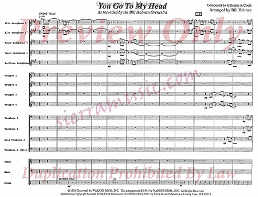 You Go To My Head Big Band scores gallery preview page 2