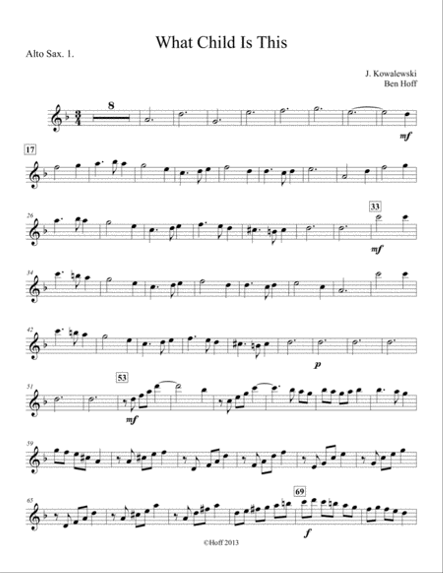 What Child Is This? Sax Quartet Saxophone Quartet scores gallery preview page 3