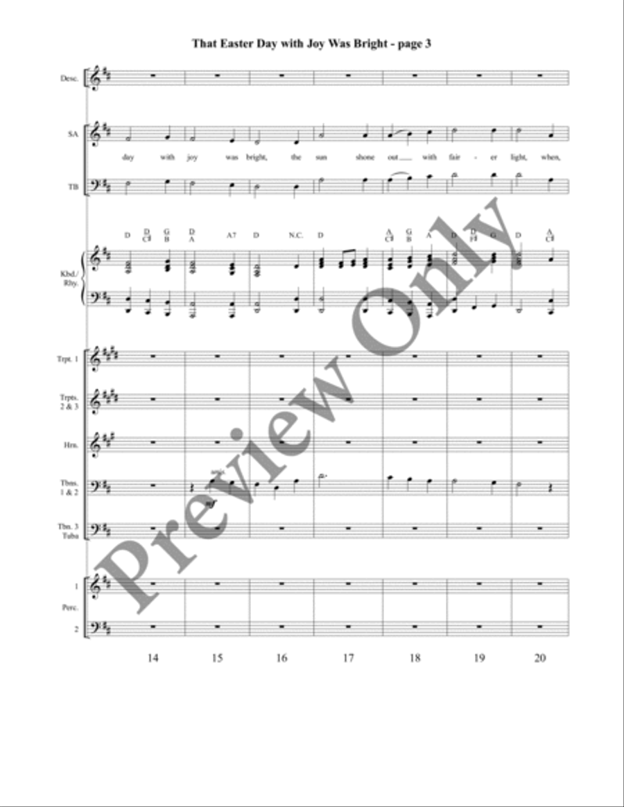 That Easter Day with Joy Was Bright (Orchestration) 4-Part scores gallery preview page 4