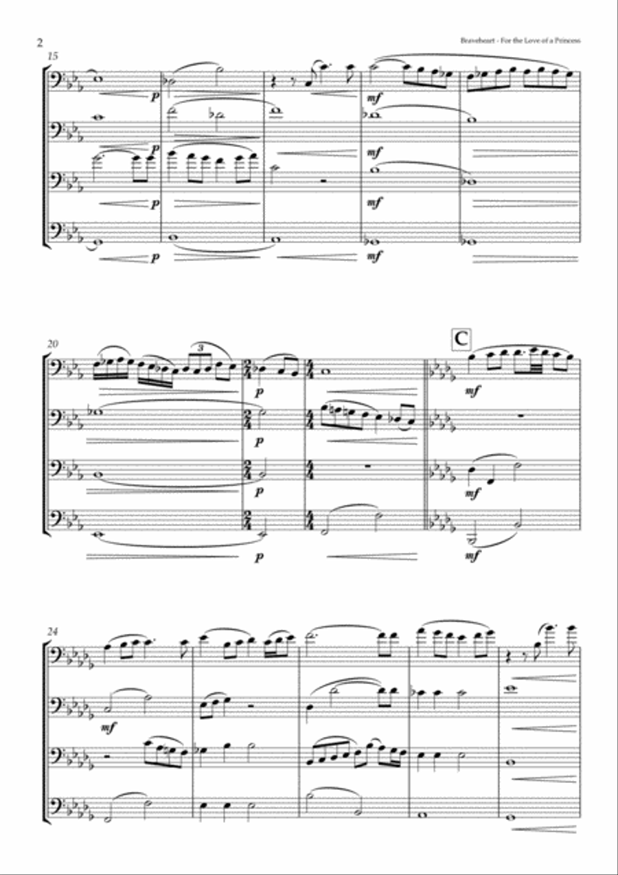 For The Love Of A Princess from the Twentieth Century Fox Motion Picture BRAVEHEART Brass Ensemble scores gallery preview page 2
