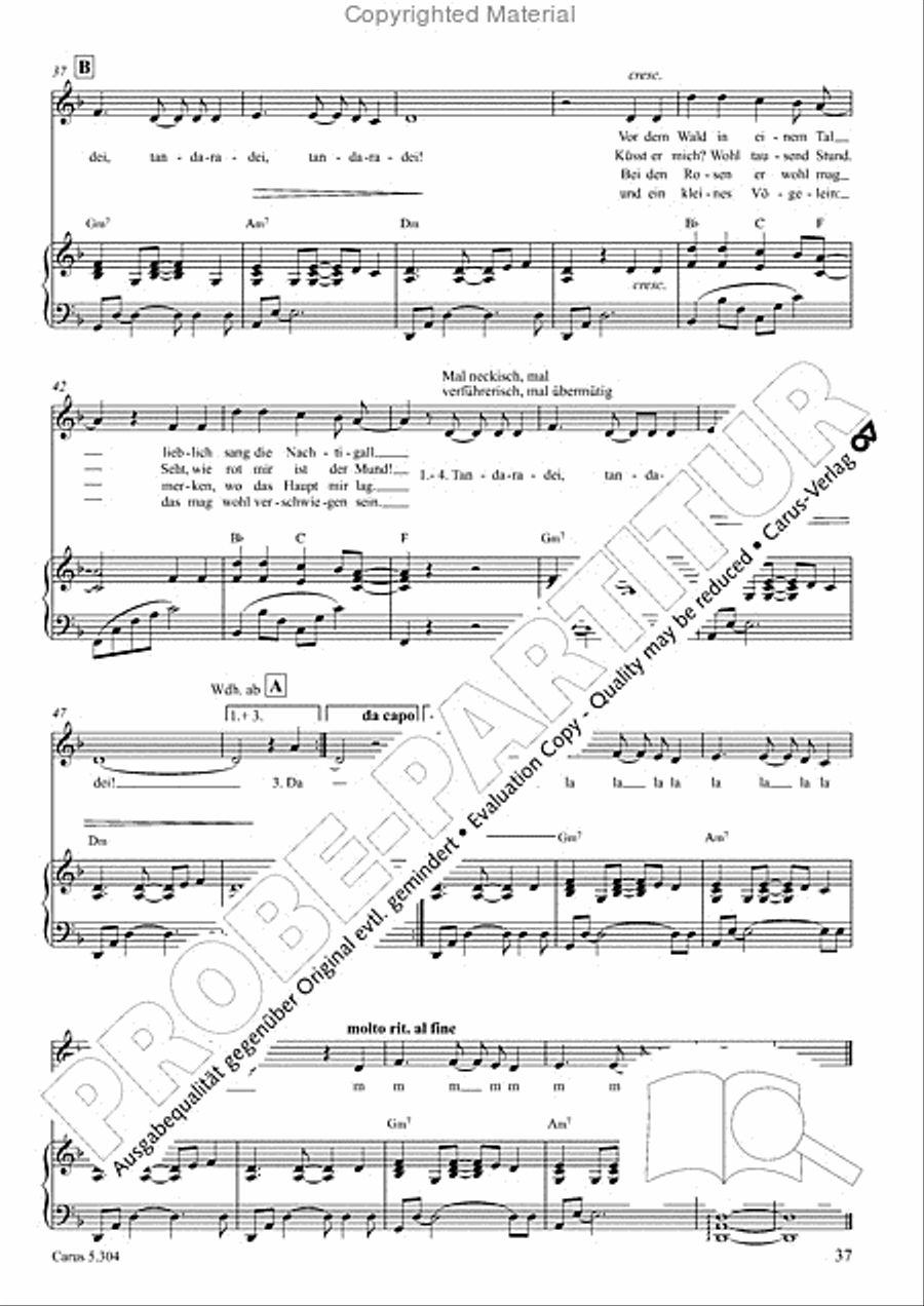 Schindler: Rosenzeit. Ein Liederzyklus uber die Liebe. Chansons fur Singstimme und Klavier Piano scores gallery preview page 38
