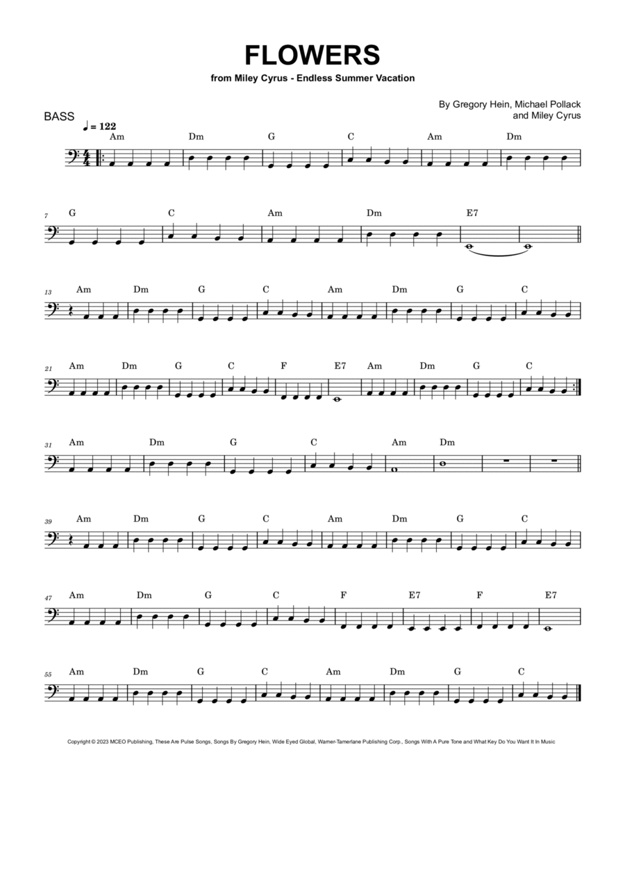 Flowers Bass Guitar scores gallery preview page 1
