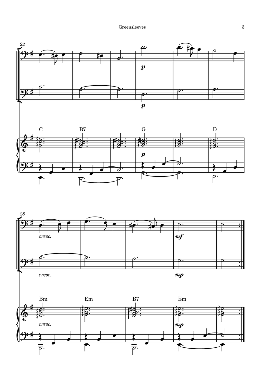Greensleeves Greensleeves Trombone Duet scores gallery preview page 3