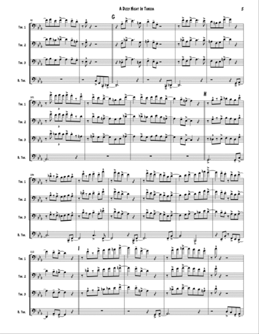 A Night In Tunisia Brass Quartet scores gallery preview page 5