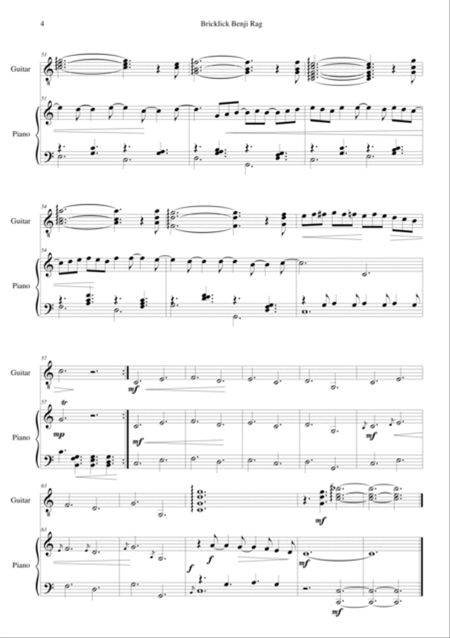 Bricklick Benji Rag Classical Guitar scores gallery preview page 4
