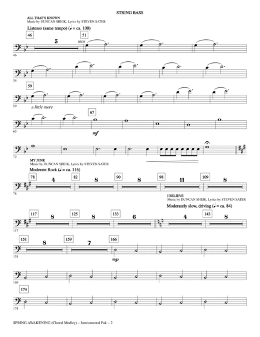 Spring Awakening (Choral Medley) - String Bass Choir scores gallery preview page 2