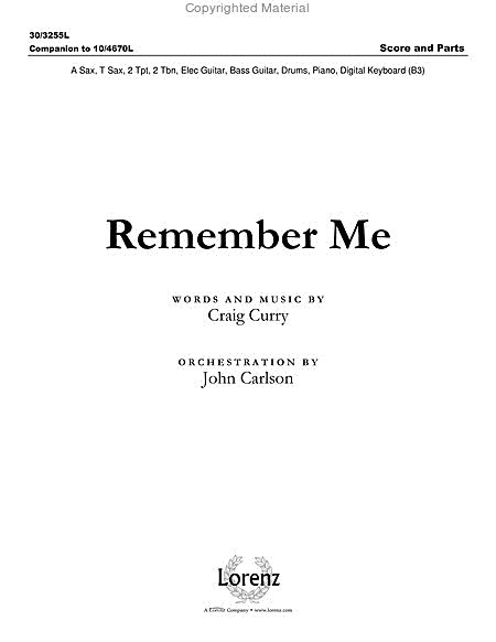 Remember Me - Brass and Rhythm Score and Parts image number null