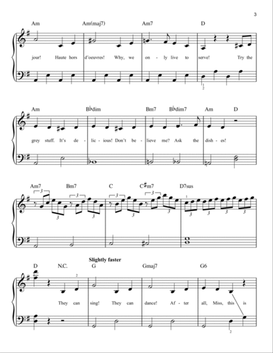Be Our Guest (from Beauty And The Beast) (2017) Easy Piano scores gallery preview page 3