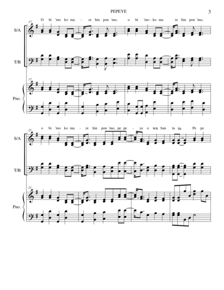Pepeye (The Duck) SATB + Piano image number null