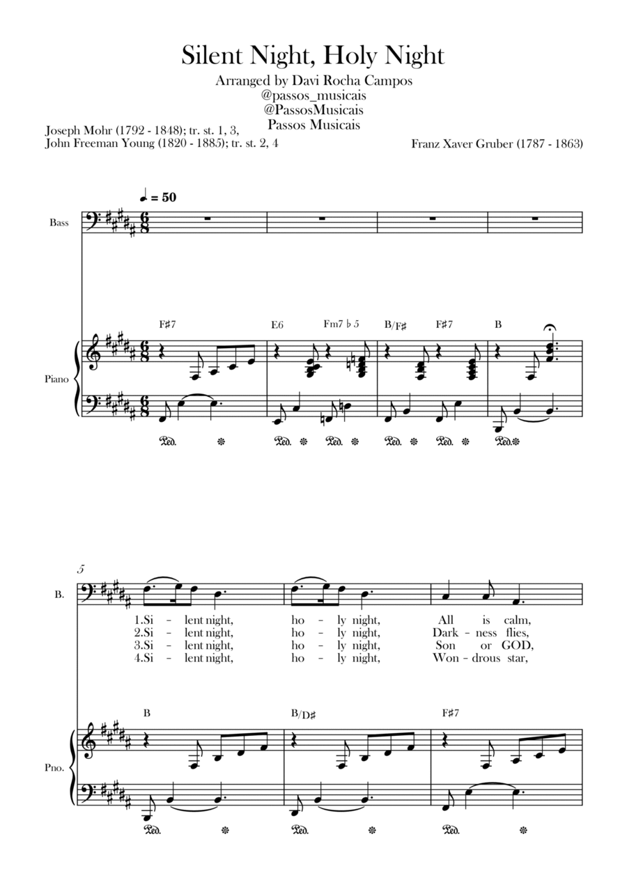Silent Night, Holy Night Silent Night, Holy Night Bass Voice scores gallery preview page 1