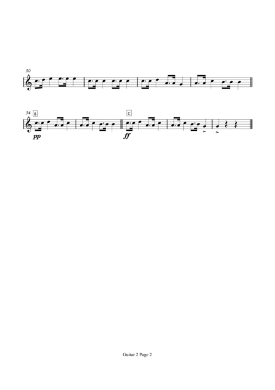 Santa Claus Is Comin' To Town Guitar Ensemble scores gallery preview page 5