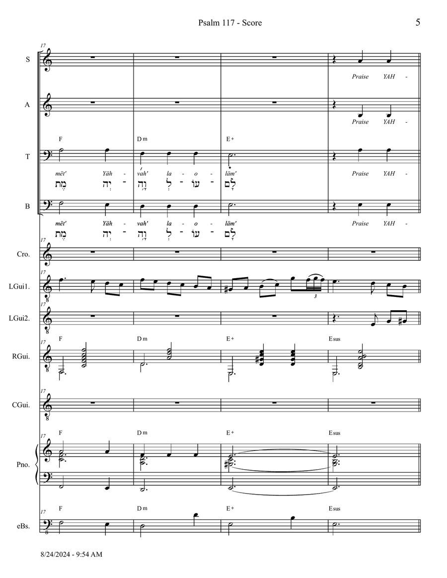Psalm 117 - Score Only Psalm 117 - Score Only Small Ensemble scores gallery preview page 5