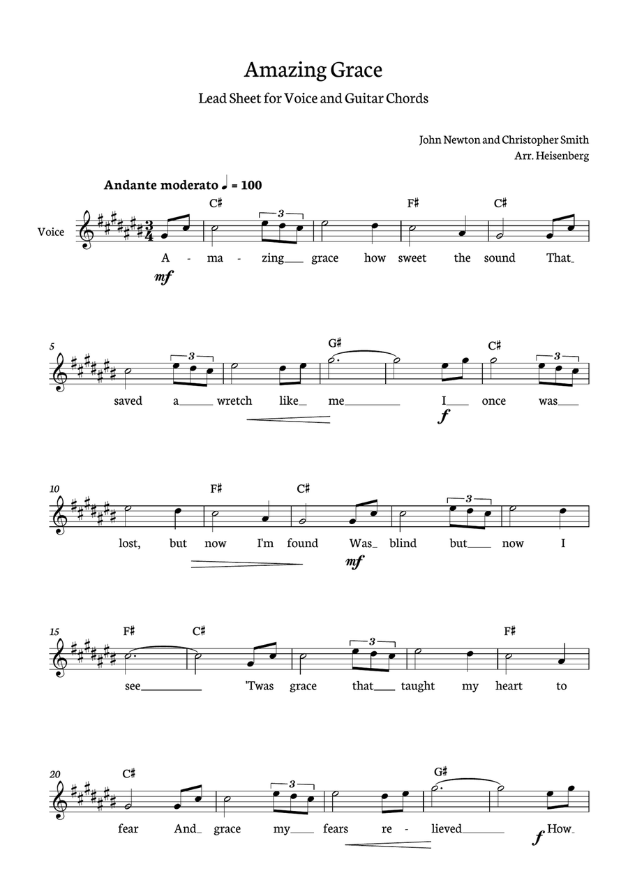 Amazing Grace Guitar scores gallery preview page 1