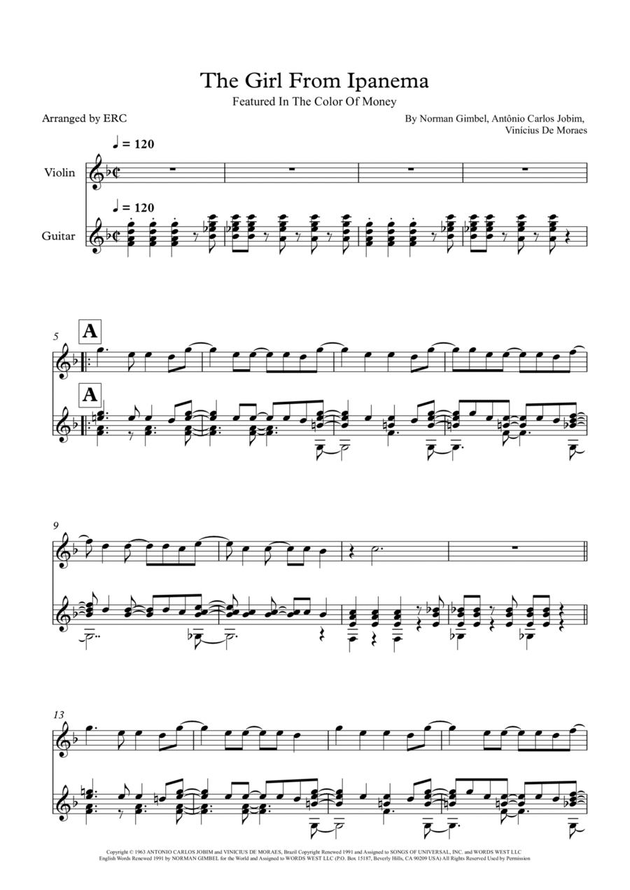 The Girl From Ipanema (garôta De Ipanema) String Duet scores gallery preview page 1