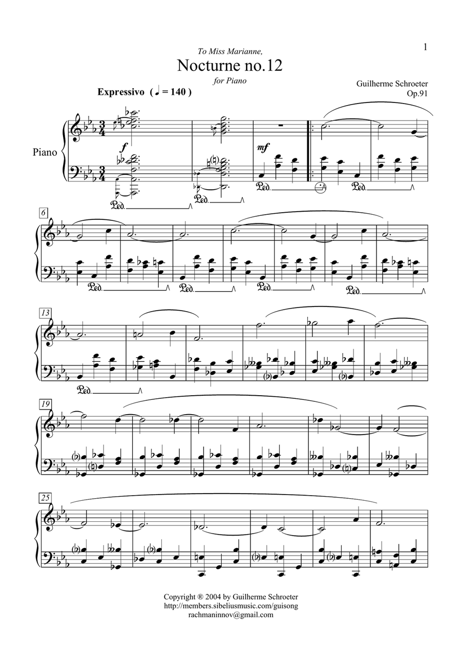 Nocturne 12 Nocturne 12 Piano Solo scores gallery preview page 1