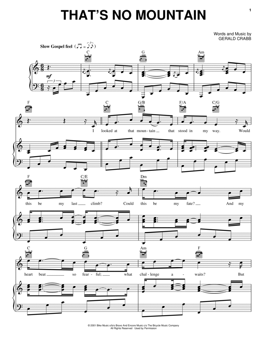 That's No Mountain Piano, Vocal, Guitar scores gallery preview page 1