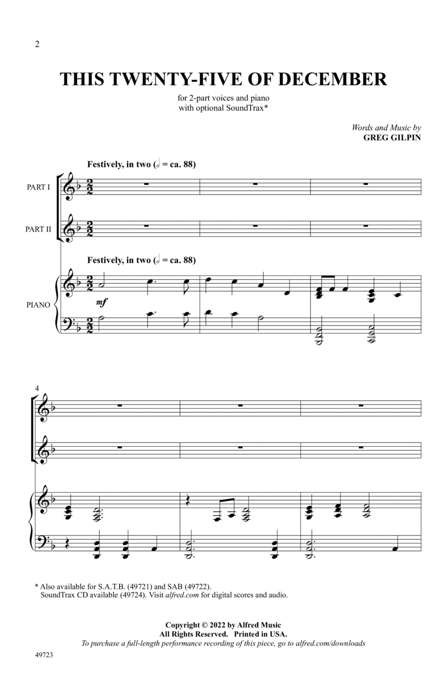 This Twenty-Five of December Choir scores gallery preview page 1