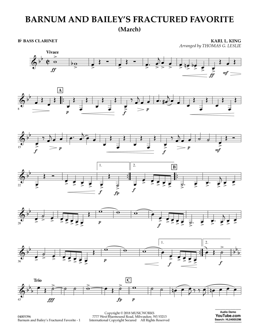 Barnum and Bailey's Fractured Favorite - Bb Bass Clarinet Bass Clarinet scores gallery preview page 1