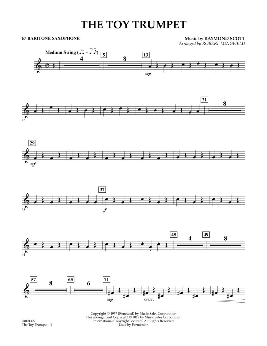 Toy Trumpet (Trumpet Solo & Section Feature) - Eb Baritone Saxophone Concert Band scores gallery preview page 1