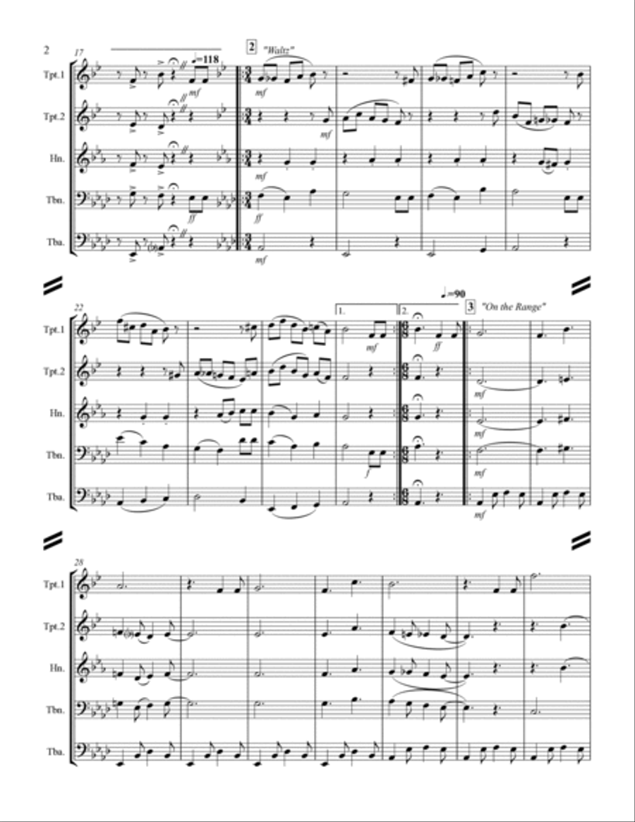 Happy Birthday and Stylistic Variations (for Brass Quintet) Brass Quintet scores gallery preview page 3