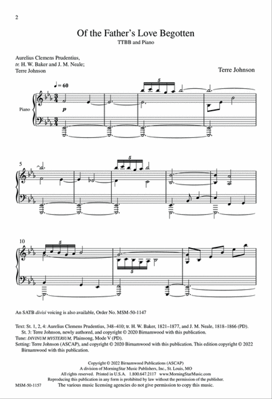 Of the Father's Love Begotten TTBB scores gallery preview page 2