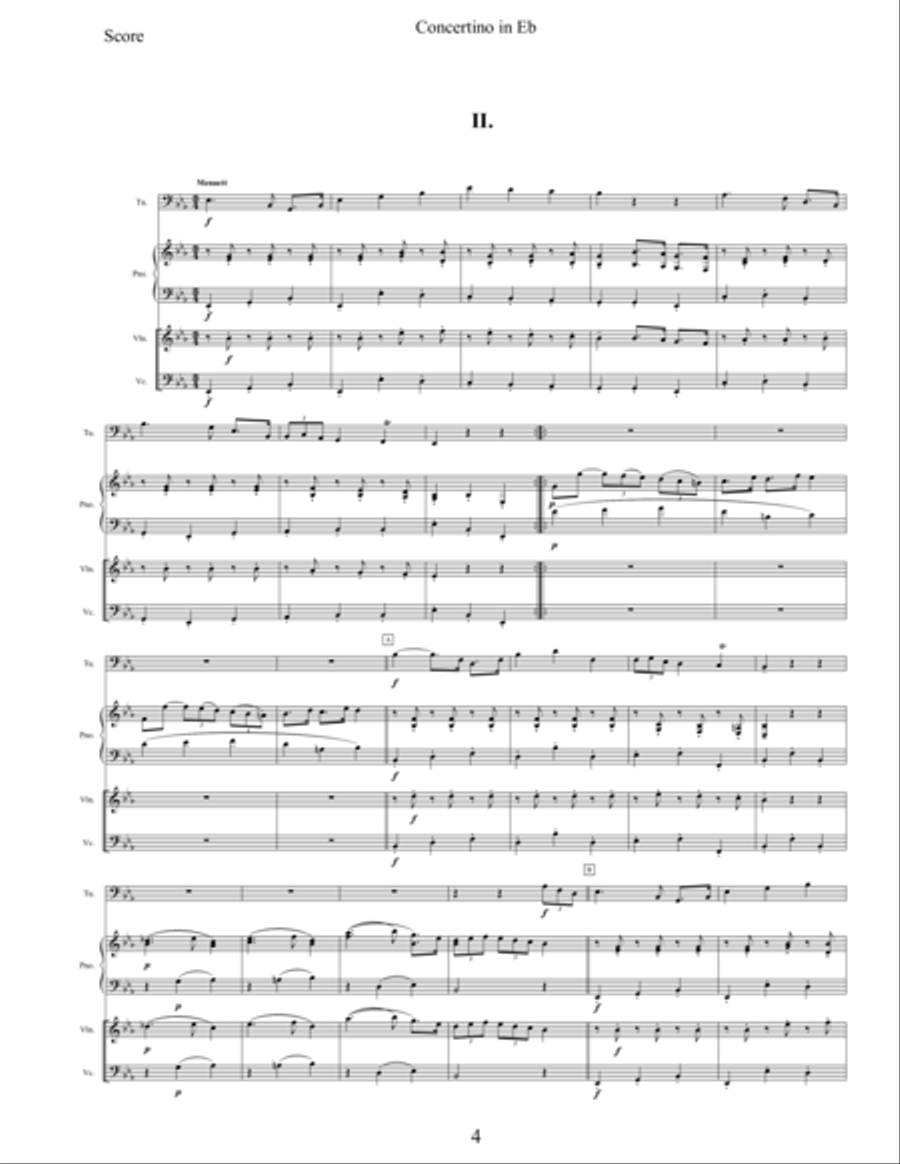 Concertino in Eb for Tuba & Piano Trio Piano Trio scores gallery preview page 6
