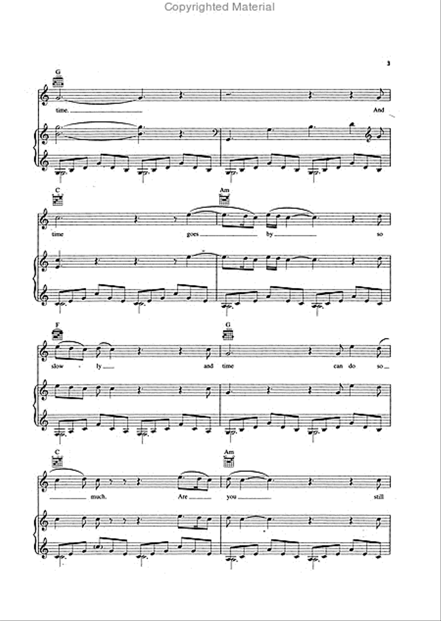 Unchained Melody Piano, Vocal, Guitar scores gallery preview page 3