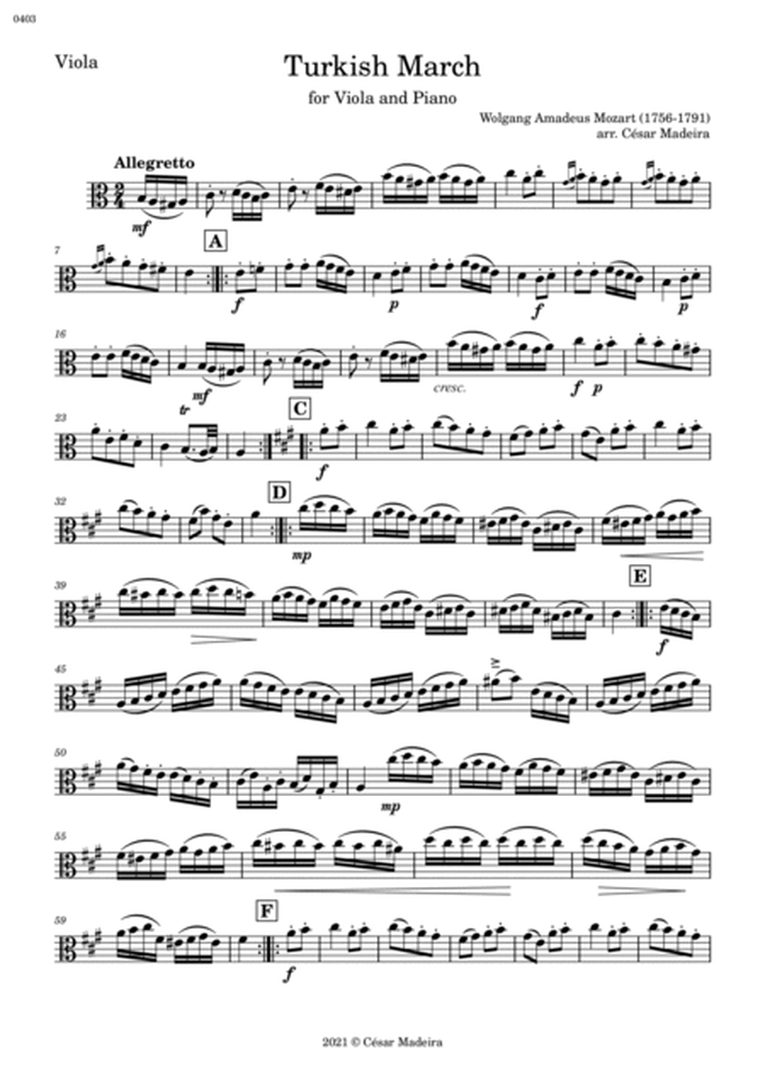 Turkish March by Mozart - Viola and Piano (Individual Parts) image number null