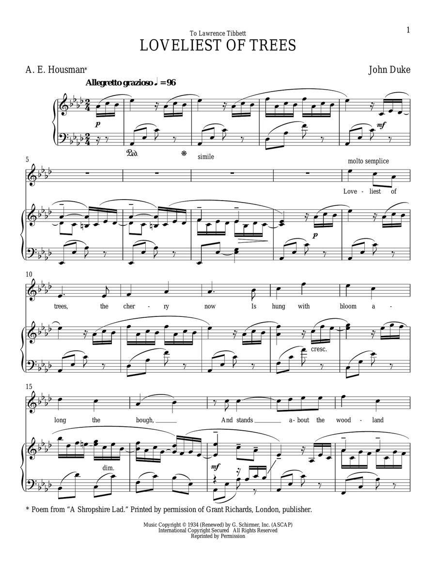 Loveliest Of Trees Loveliest Of Trees High Voice scores gallery preview page 1