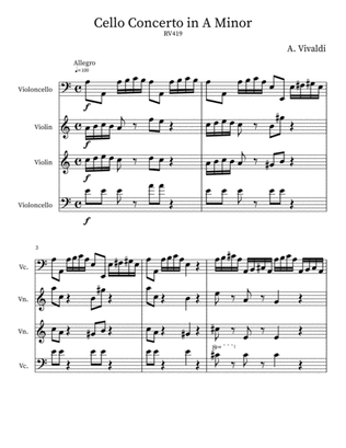 Vivaldi Cello Concerto in A Minor RV419