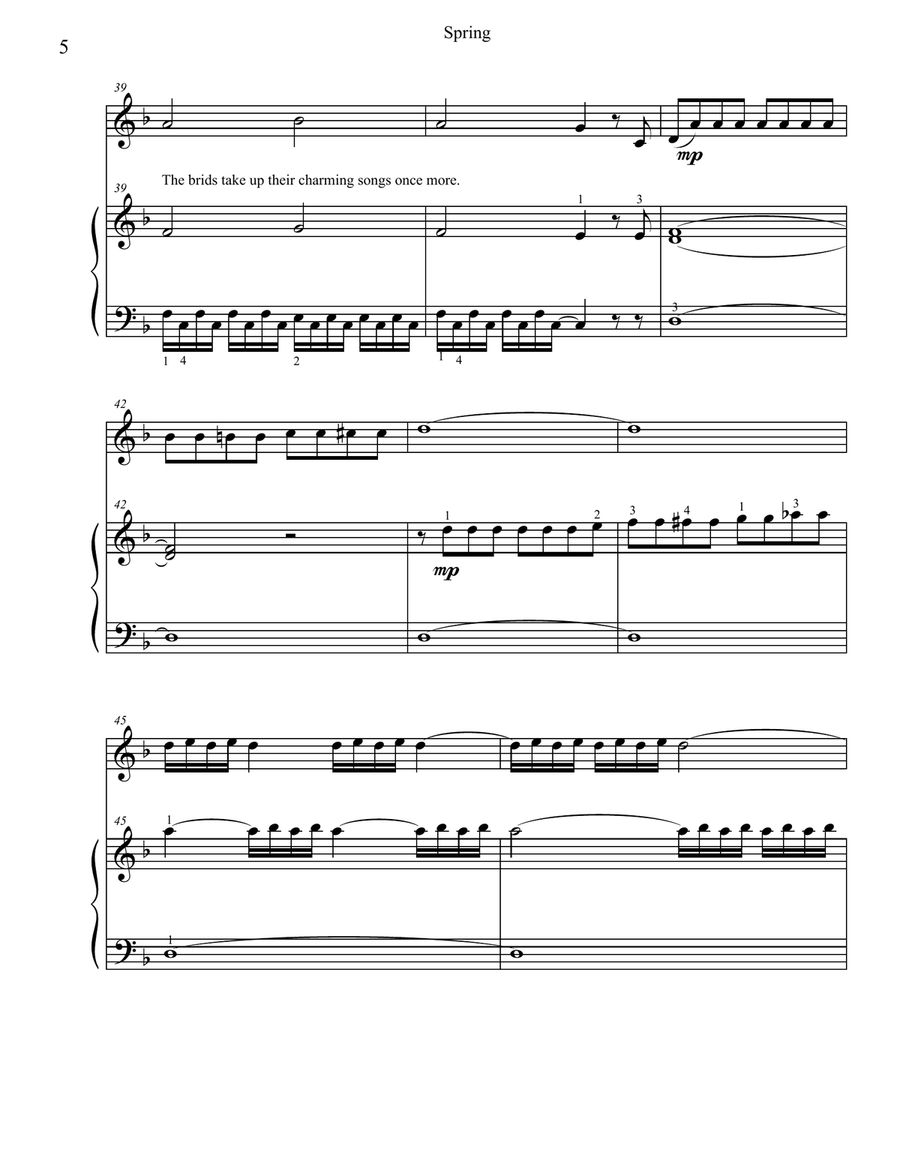 Classical Duets for Recorder & Piano: Spring from Vivaldi's Four Seasons Woodwind Duet scores gallery preview page 5