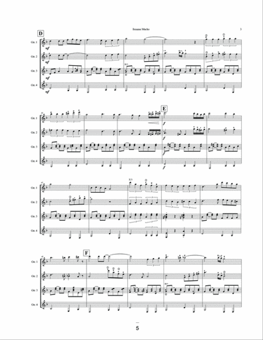 Bésame Mucho Bésame Mucho Guitar Ensemble scores gallery preview page 5