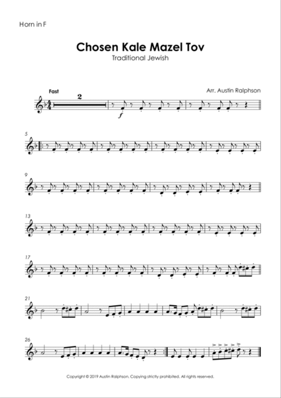 Chosen Kale Mazel Tov חתן וכלה ברכות (Jewish Wedding) - brass quintet Brass Quintet scores gallery preview page 4