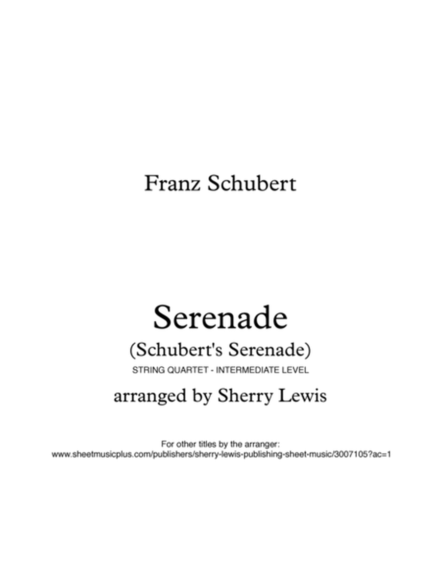 SCHUBERT SERENADE String Quartet, Intermediate Level for 2 violins, viola and cello image number null