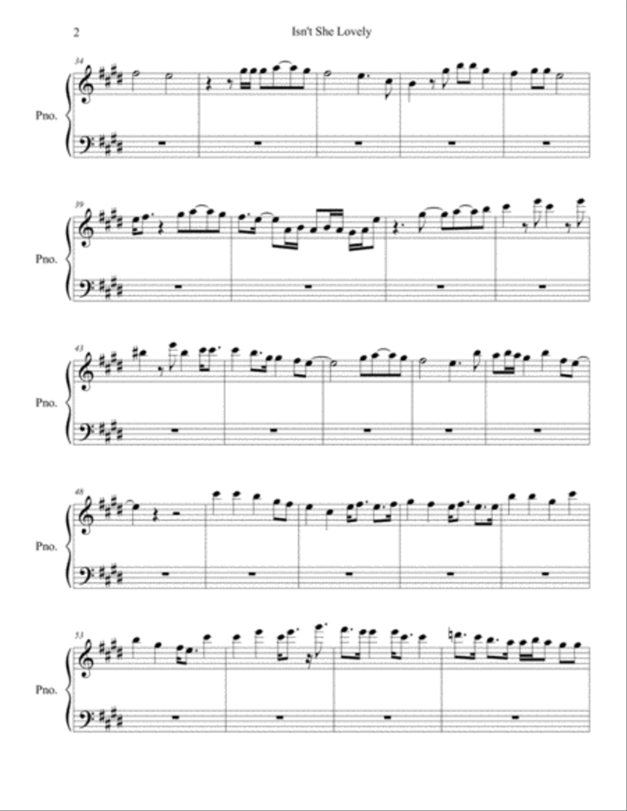 Isn't She Lovely Easy Piano scores gallery preview page 2