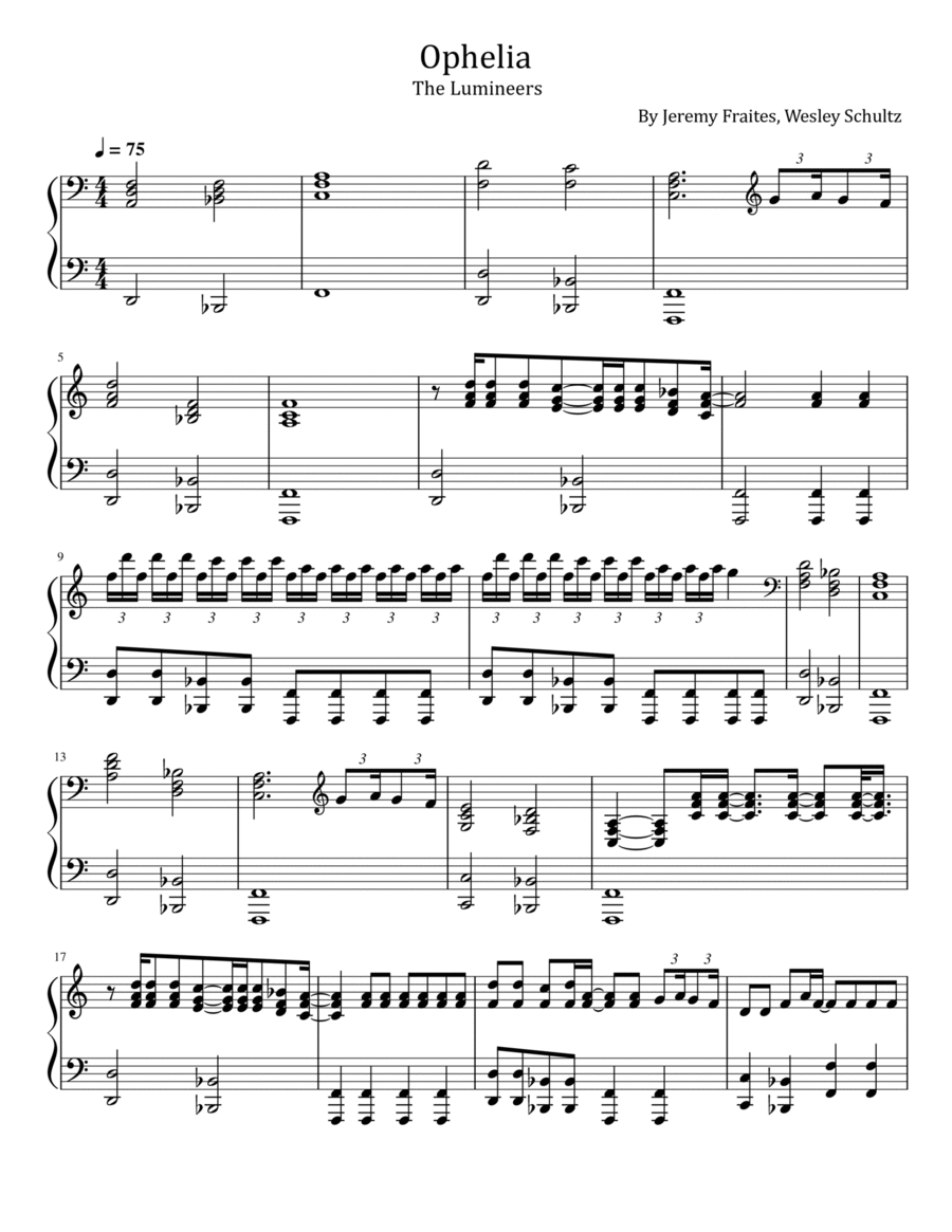 Ophelia Piano Solo scores gallery preview page 1
