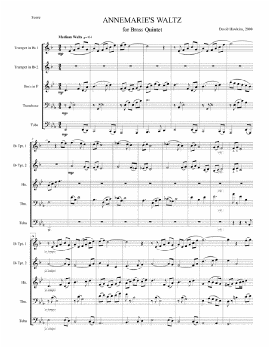 AnnMarie's Waltz (Brass Quintet) image number null