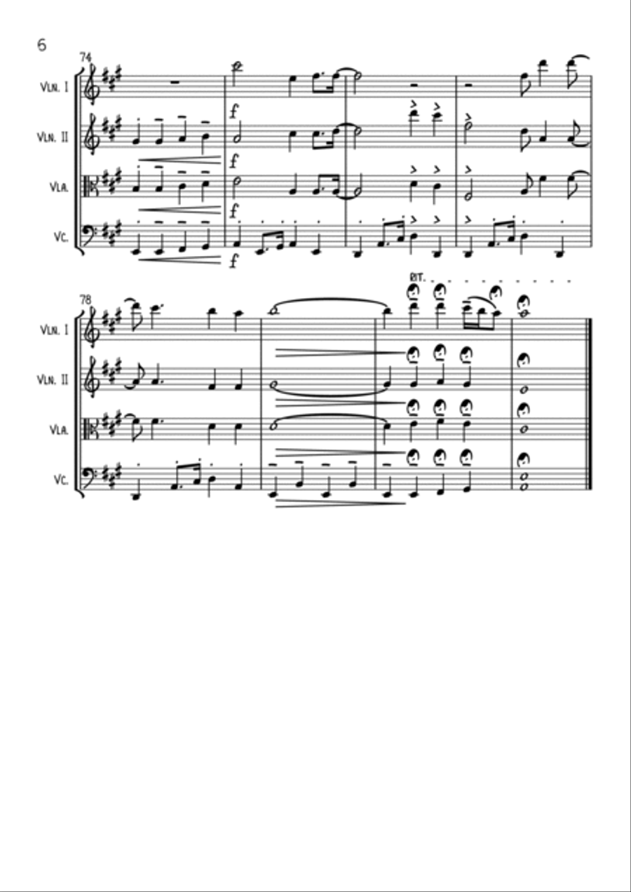 Sweet Caroline String Quartet scores gallery preview page 6
