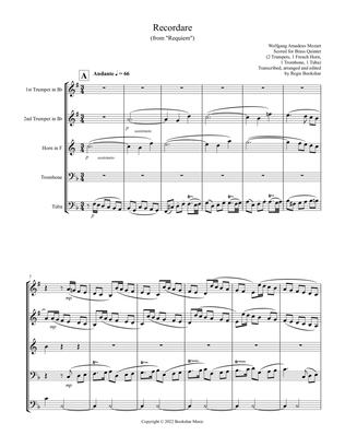 Book cover for Recordare (from "Requiem") (F) (Brass Quintet - 2 Trp, 1 Hrn, 1 Trb, 1 Tuba)