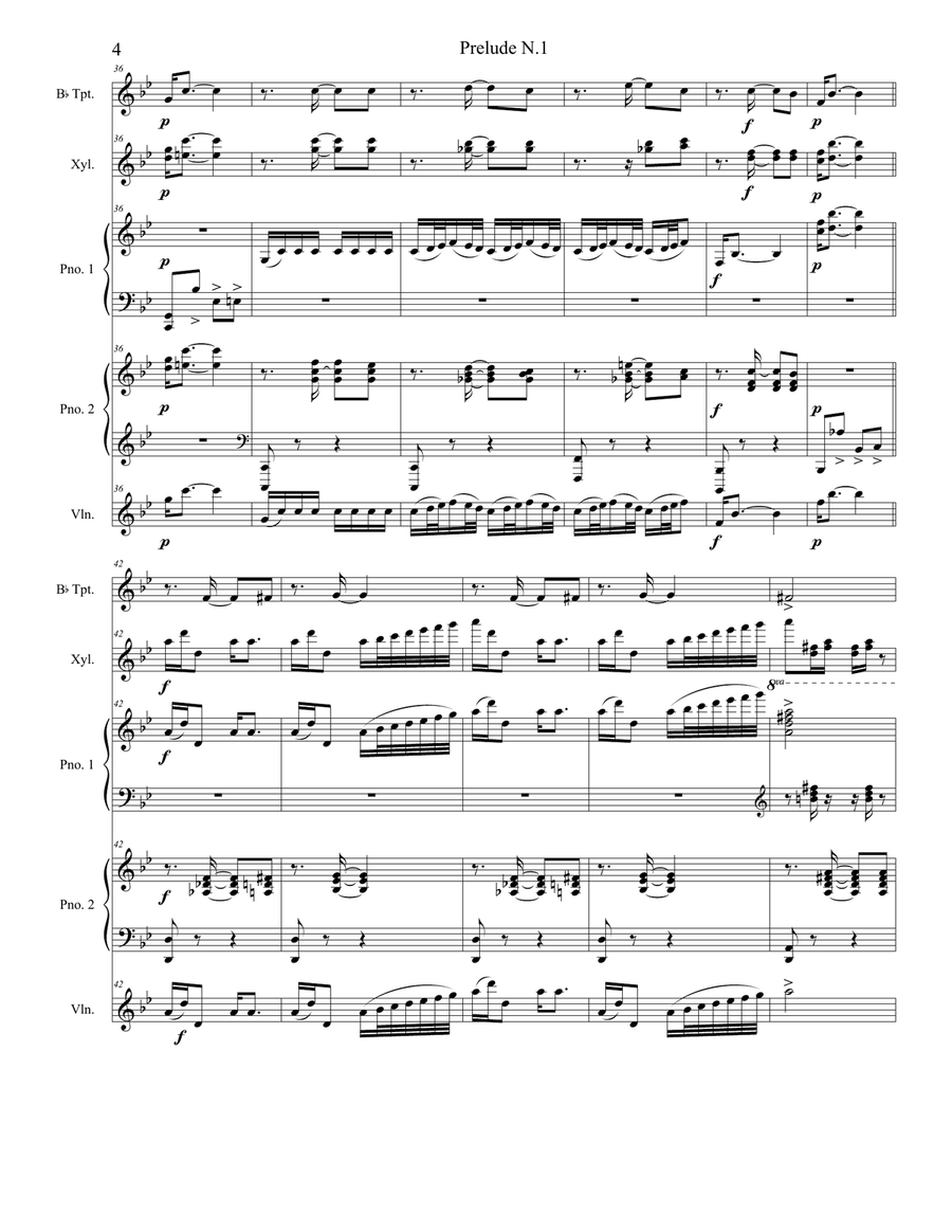 Prelude N.1 by Gershwin Small Ensemble scores gallery preview page 4