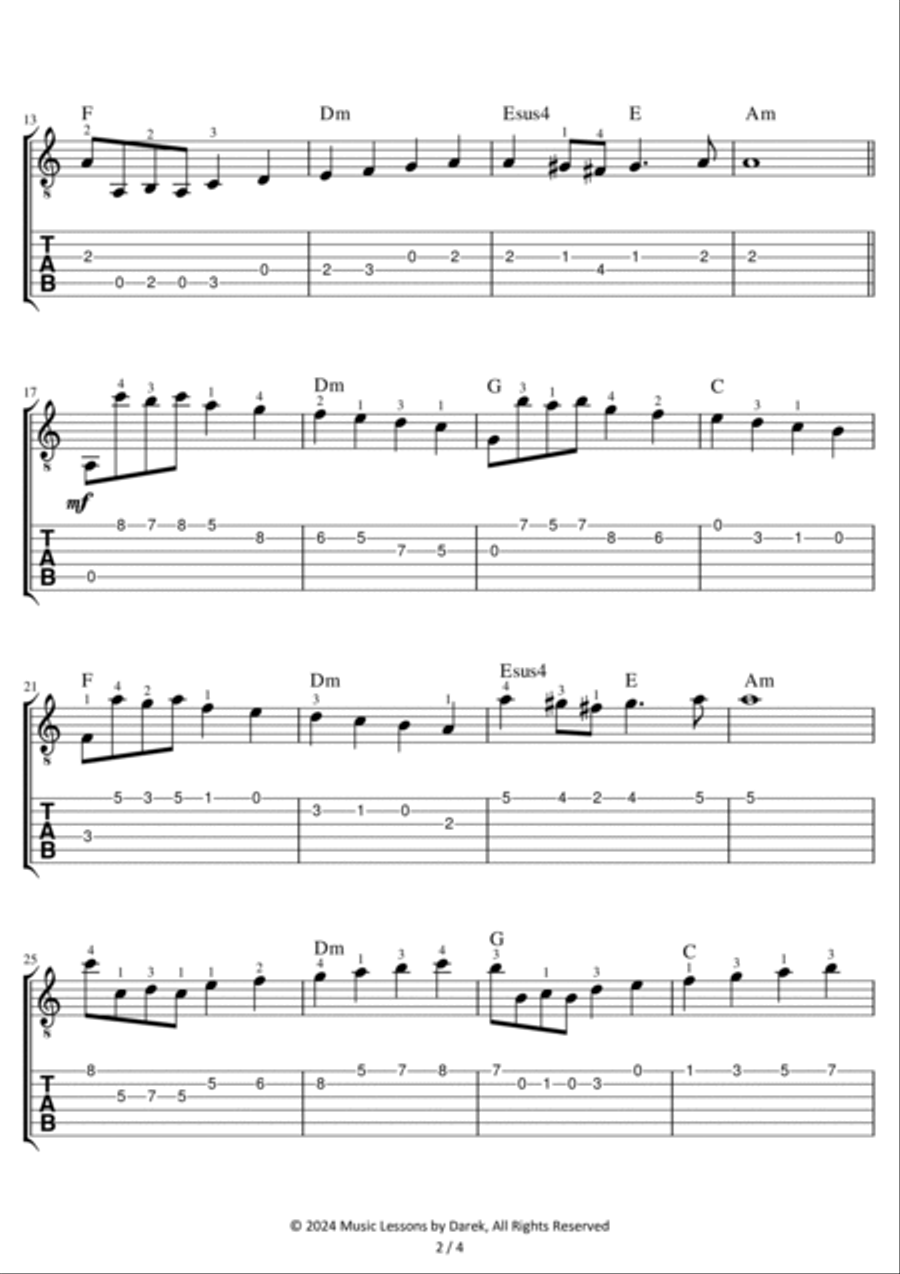 Passacaglia from Suite No. 7 in G Minor (HWV 432) [GUITAR TAB] Acoustic Guitar scores gallery preview page 2
