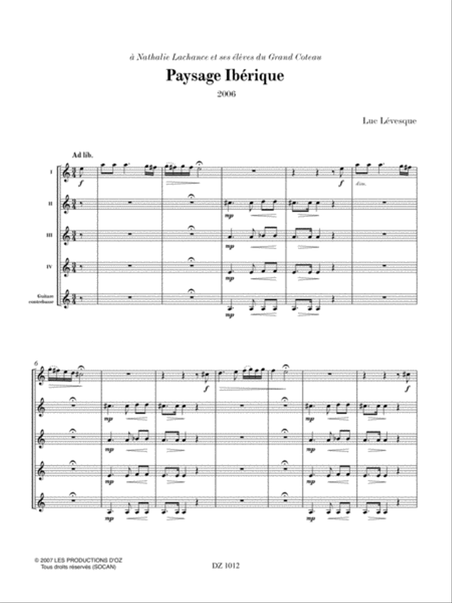 Paysage Ibérique Guitar Ensemble scores gallery preview page 2