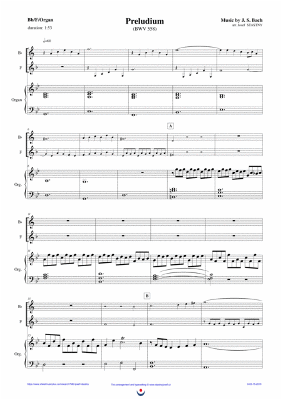 Preludium (Bach, BWV 558) Large Ensemble scores gallery preview page 1