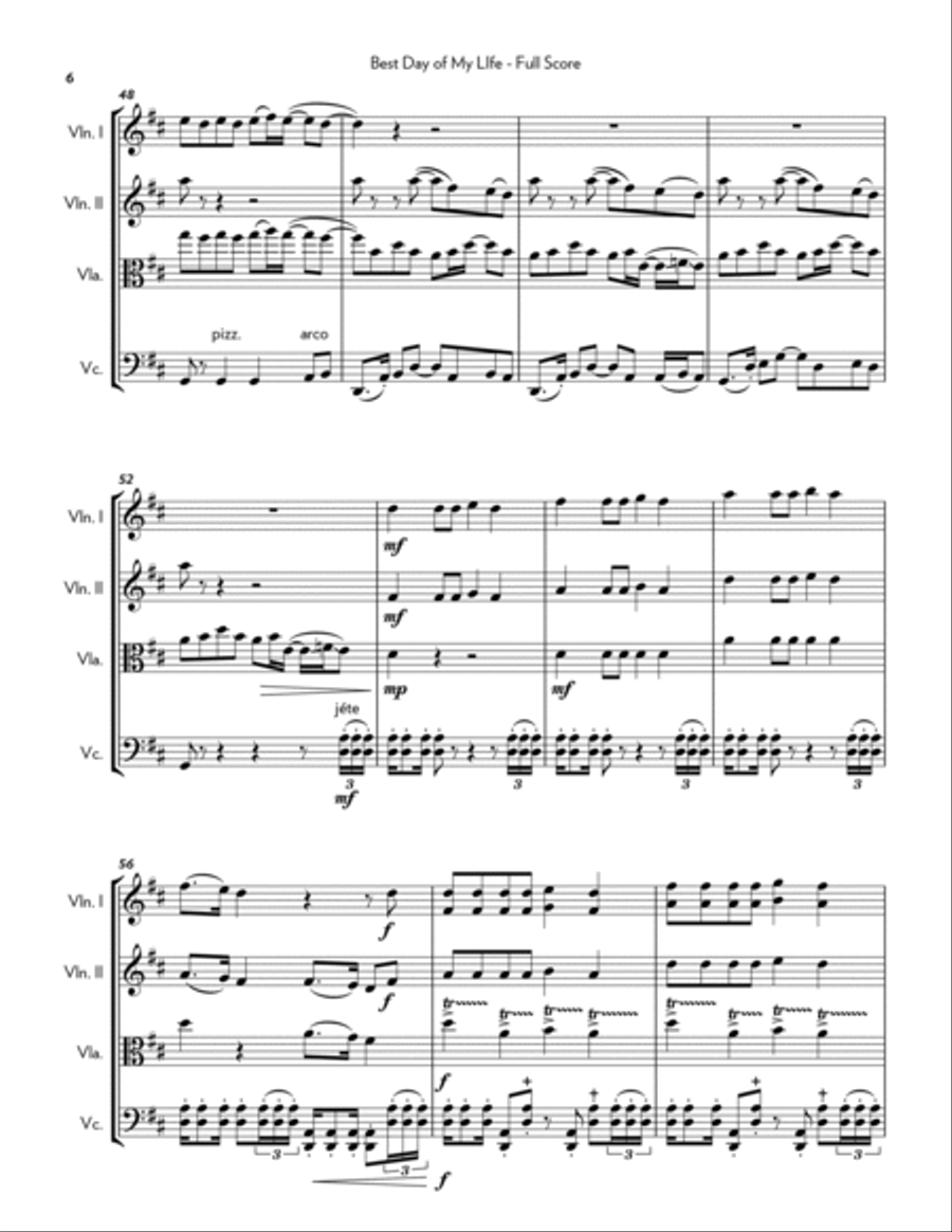 Best Day Of My Life String Quartet scores gallery preview page 6