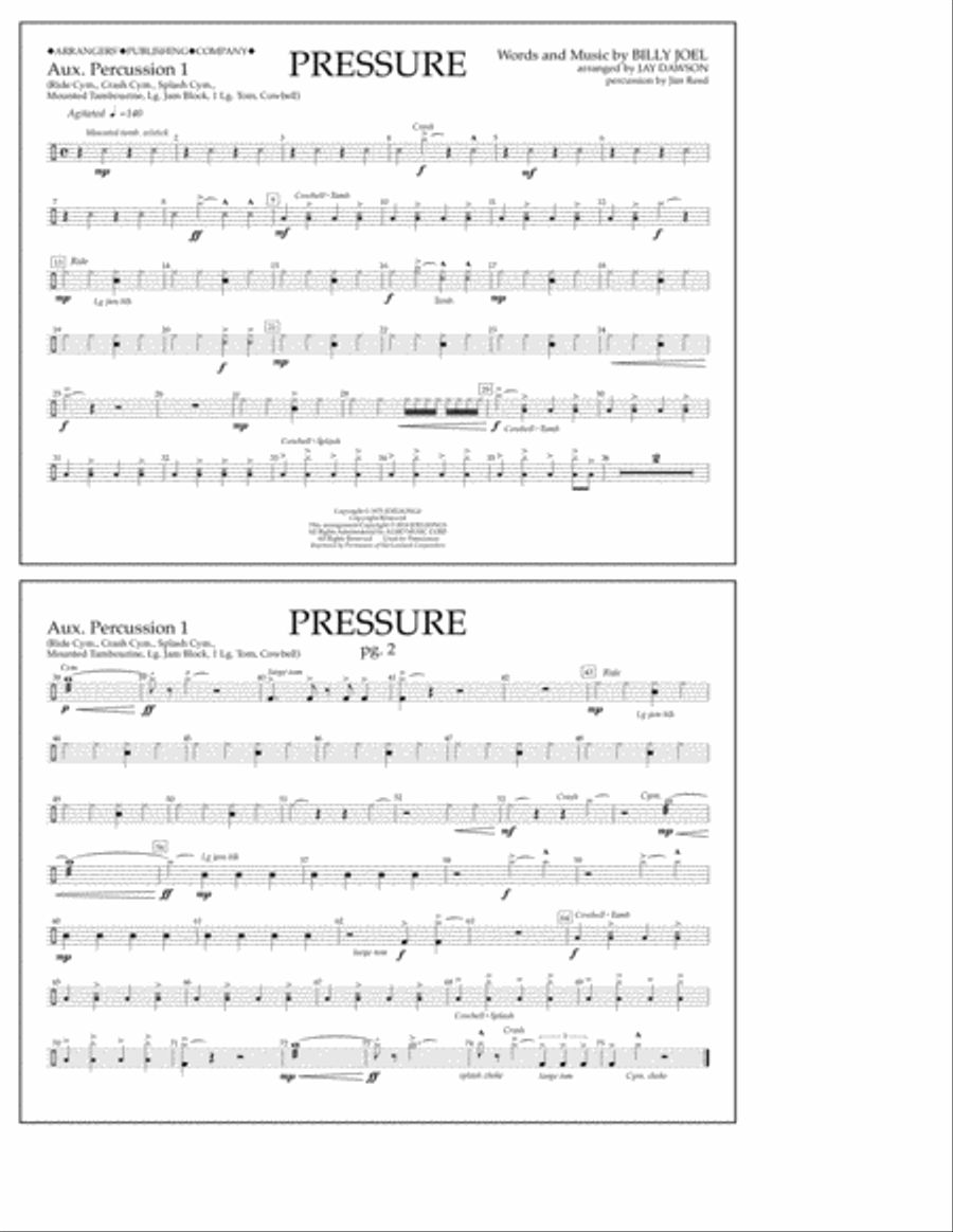 Pressure - Aux. Perc. 1 Marching Band scores gallery preview page 1