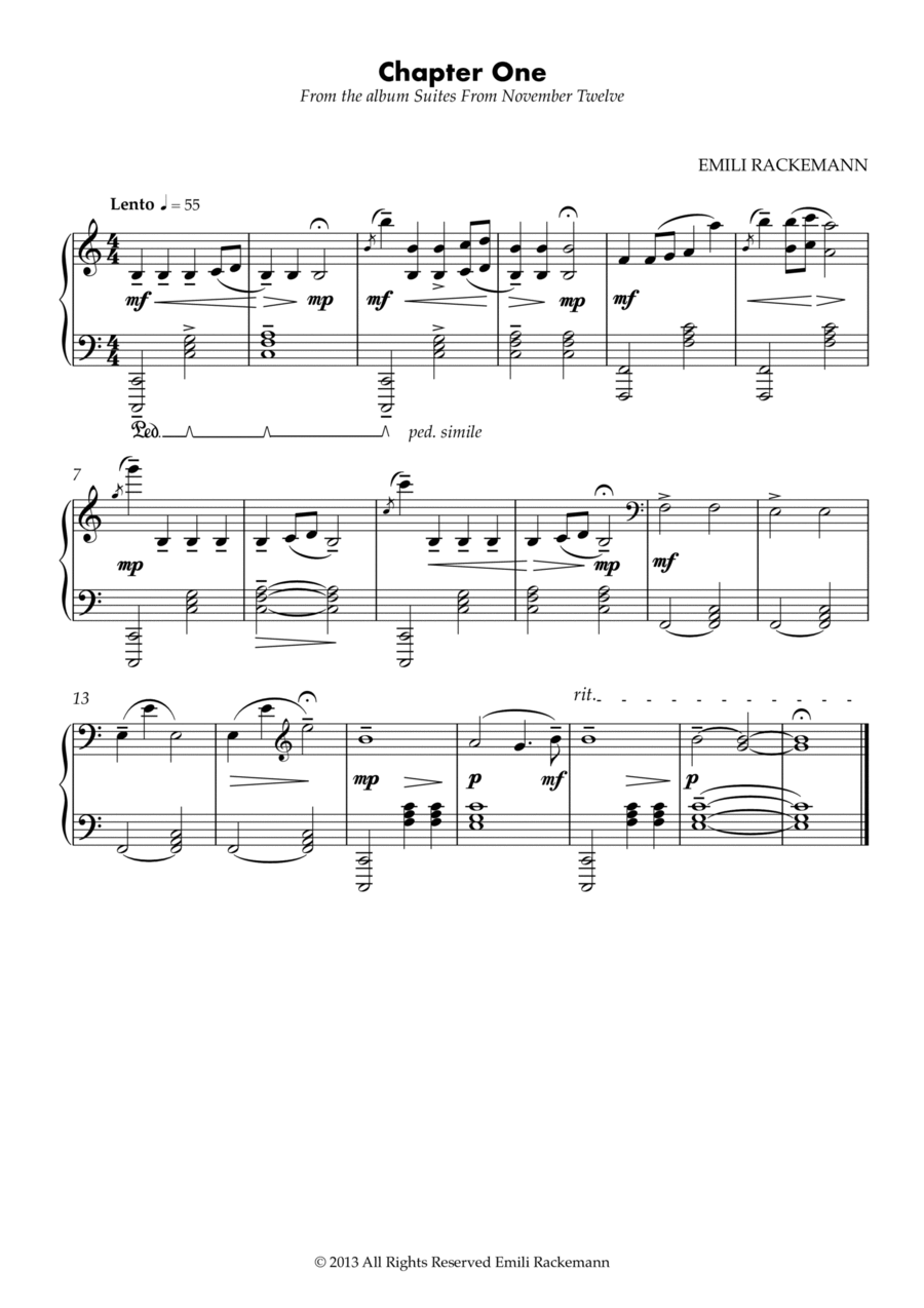 Chapter One Chapter One Piano Solo scores gallery preview page 1