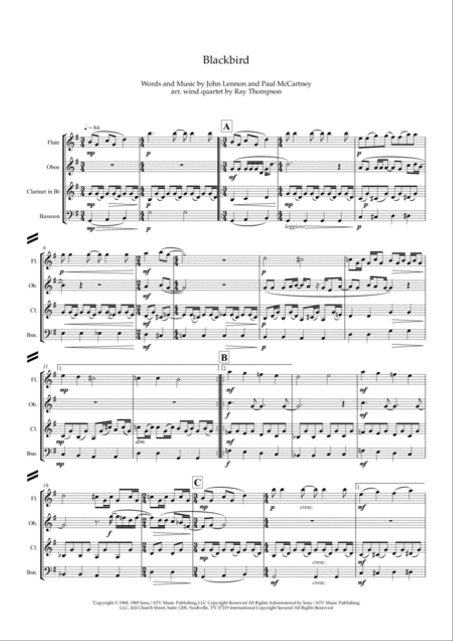 Blackbird Woodwind Quartet scores gallery preview page 3