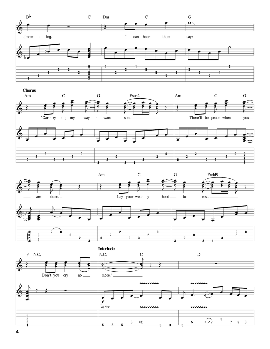 Carry On Wayward Son Acoustic Guitar scores gallery preview page 4