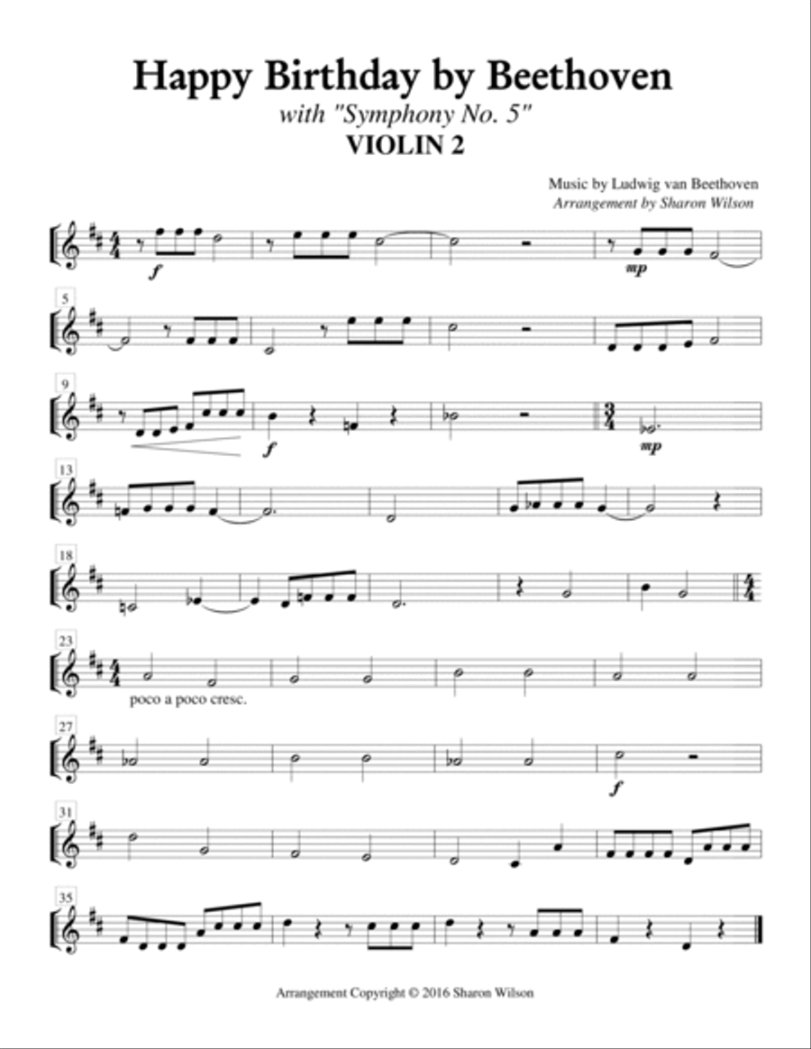 Happy Birthday by Beethoven (for String Quartet) String Quartet scores gallery preview page 3